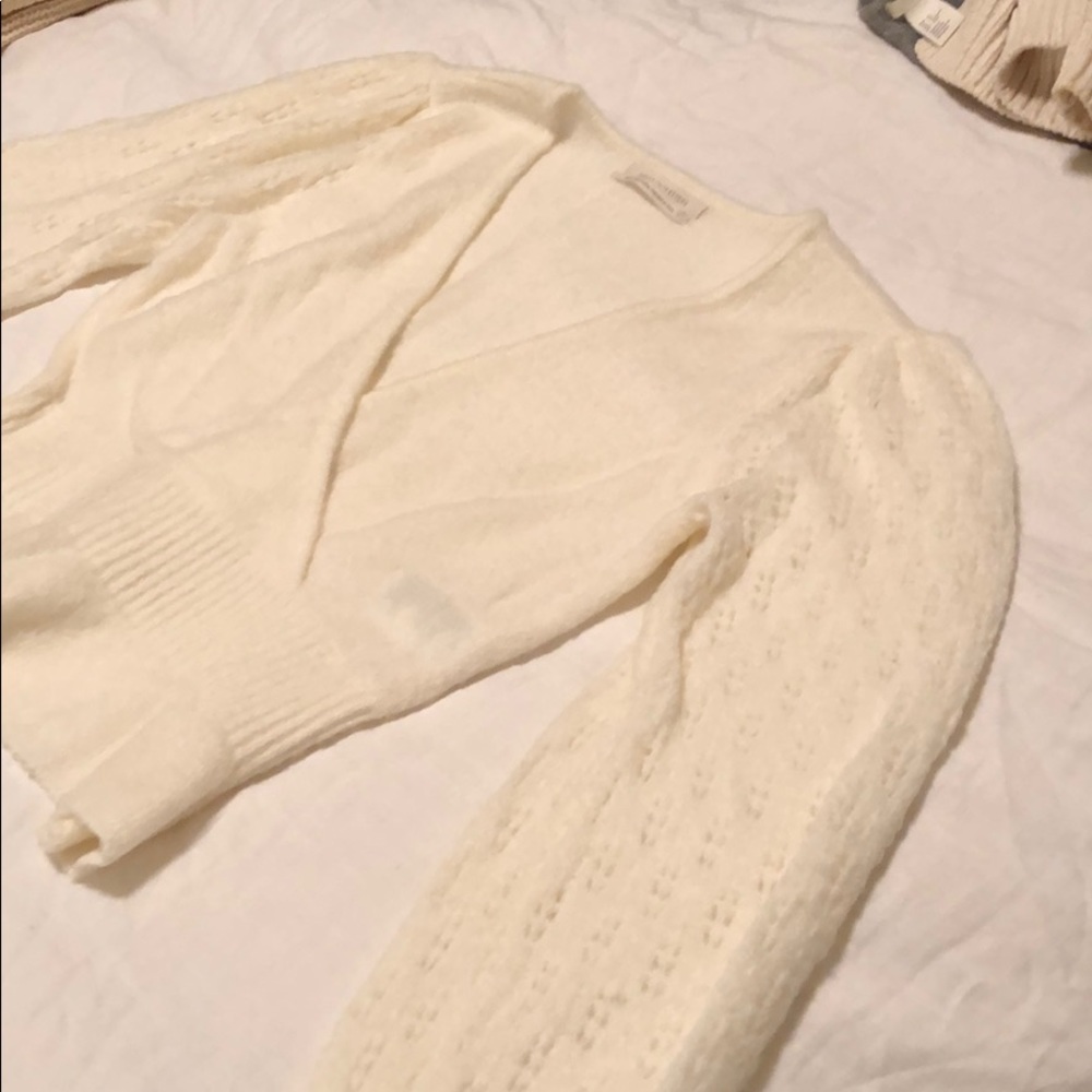 Worn once! Wrap sweater and details on sleeve